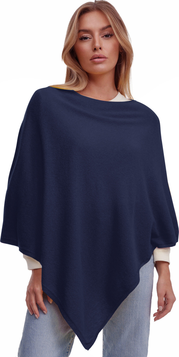 Glamexx24 Gebreide poncho voor dames, effen kleur, cape, fijn gebreid, XXL, made in Italy, donkerbruin, S