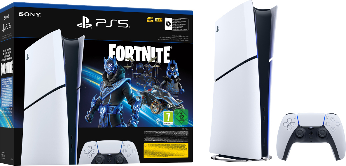 PS5 Konzol 1TB Digital Slim White Cobalt Star Fortnite Bundle ITA  Sony Computer Ent.