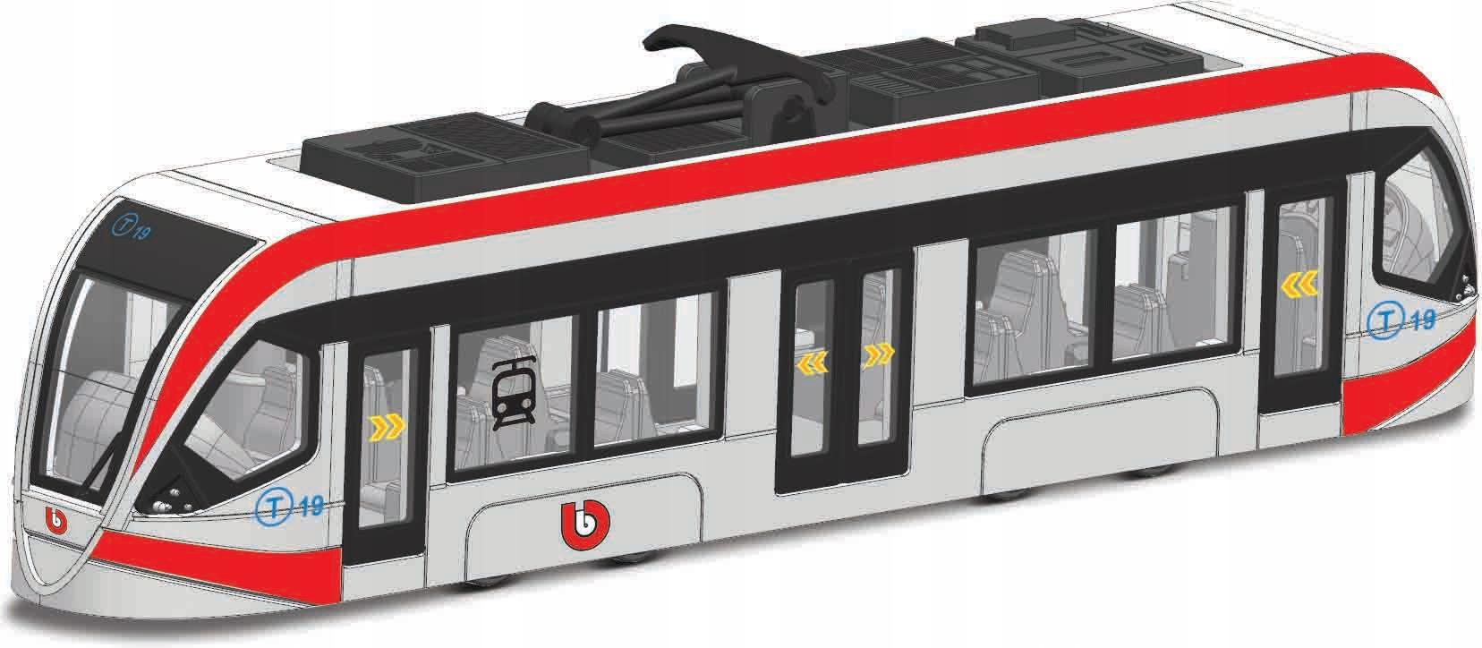 Bburago 18-32105 - Modellzug - Street Fire City Tram (rot-weiß, 19cm) Zug Bahn