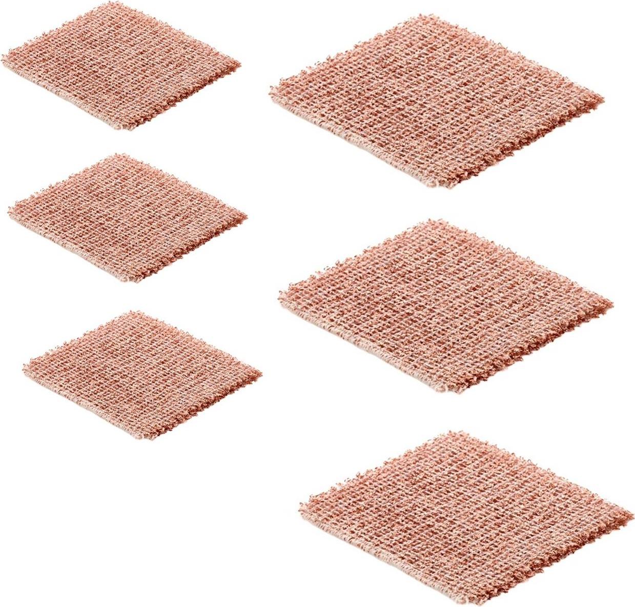 BAYLI 6er Set Kupfertücher Topfreiniger Kupfertuch Kupferlappen 3 Stück - 15×15 cm + 3 Stück - 25 x 25 cm 6er Set Kupfertuch – Made in Germany