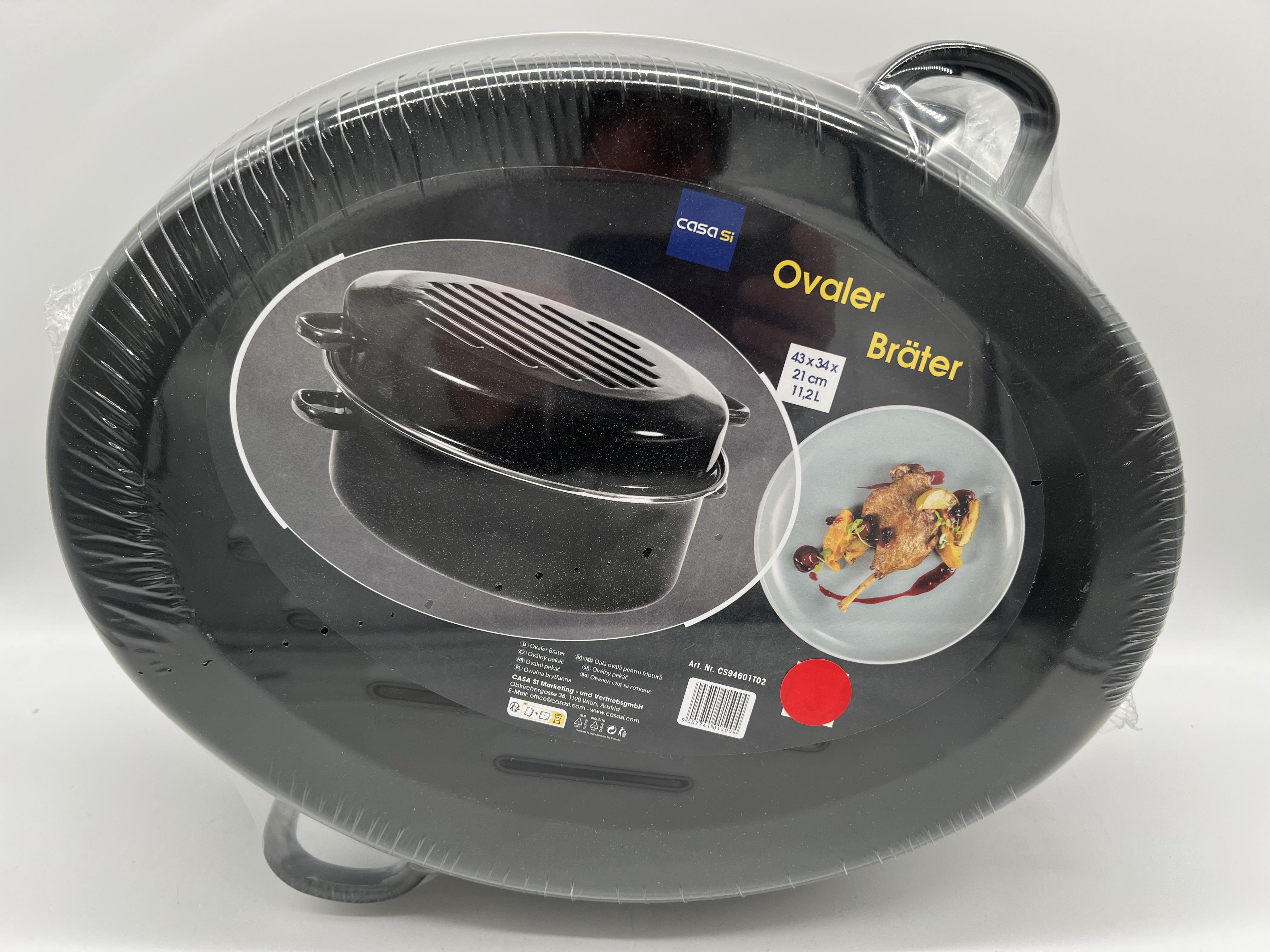 Casa Gänsebräter oval 11,2 Liter 43,2 cm Bräter auch für Induktion