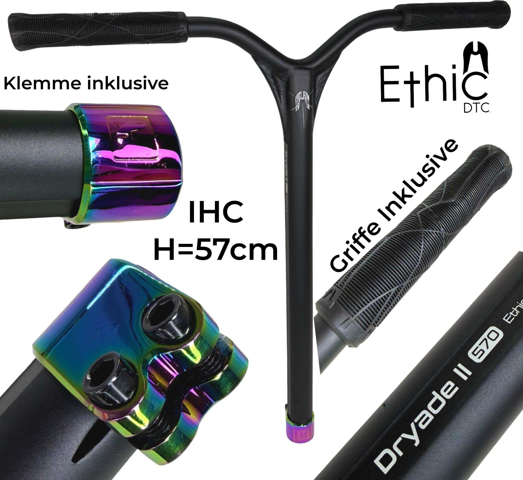 Ethic DTC Dryade V2 Alu Stunt-Scooter IHC Bar 57cm Schwarz + Griffe + Klemme