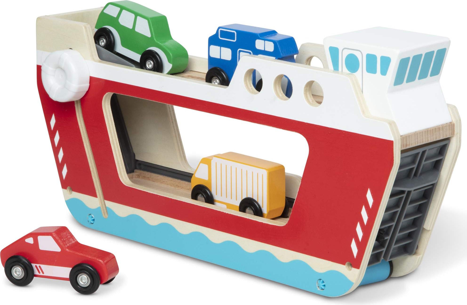 Melissa & Doug Fähre aus Holz mit 4 Fahrzeugen aus Holz 41600