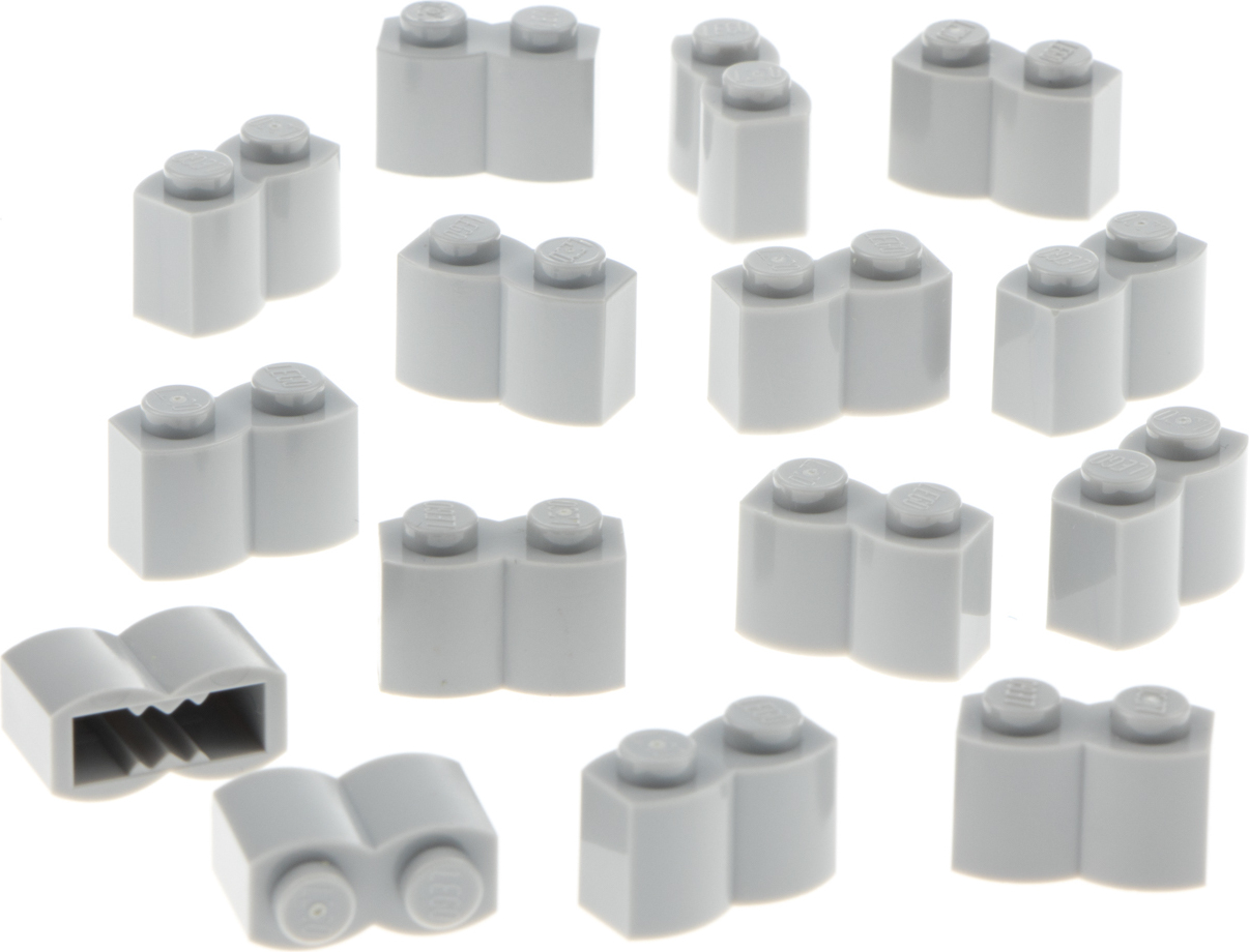 15x Lego Bau Stein modifiziert 1x2x1 neu-hell grau Palisade Holz Profil 30136