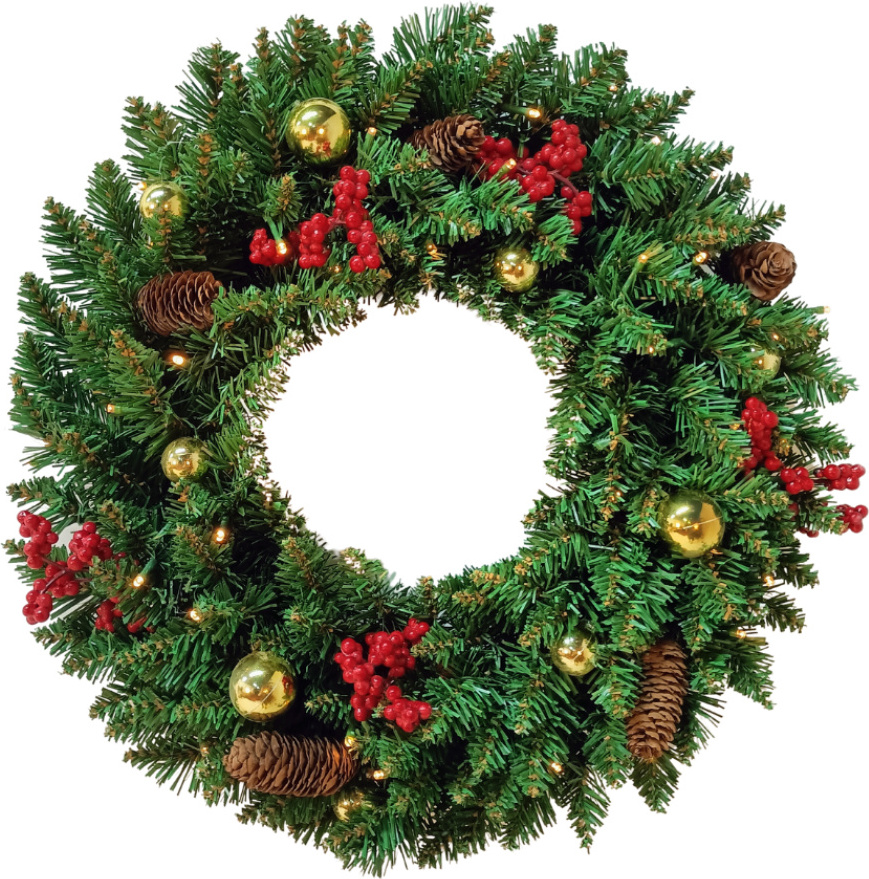 Anneome Weihnachtskranz Mit LED Lichtern - 30cm Roter Beerenkranz