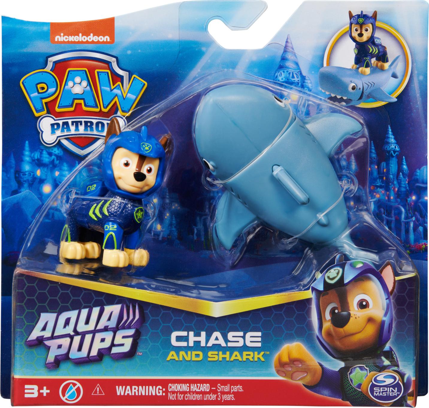 Spin Master PAW Patrol , Aqua Pups - Hero Pups Actionfiguren-Set mit 1 Welpenfigur und 1 Meerestier - sortiert, Zufallsauswahl, 3 Jahr(e), Paw Patrol, Beige, Blau 6065411