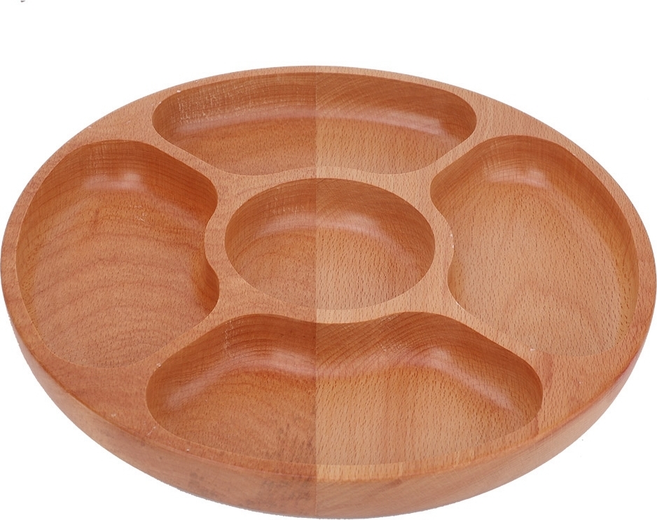 Cocosity Sub grid Dish, Runder geteilter Teller, Holz geteilter Teller, Holz geteiltes Tablett, Lebensmittel geteilter Teller, Snack geteilter Teller