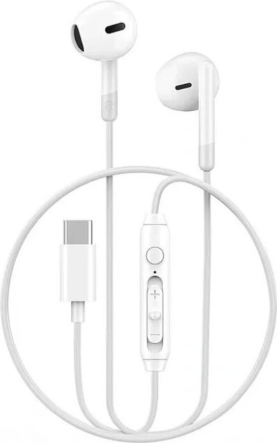 Slúchadlá WiWU - Káblové stereo slúchadlá EB314 USB C - biele do uší