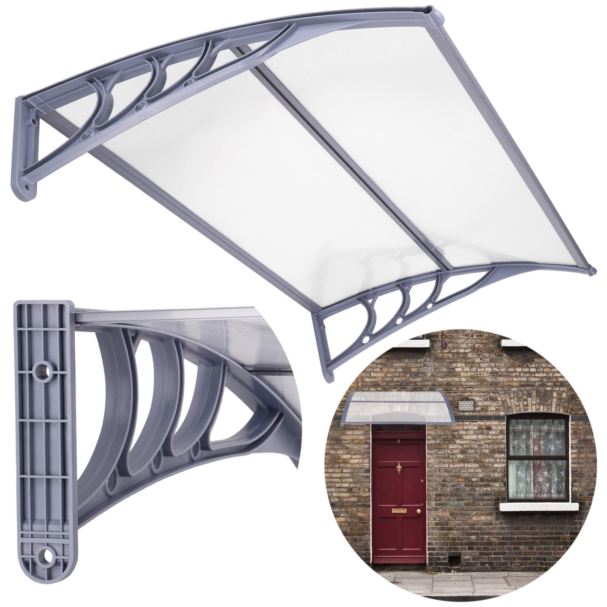 Springos® Türvordach Vordach über Haustür Balkon Regenschutz Türüberdachung Eingangsüberdachung 120 x 75 x 23 cm HA7474