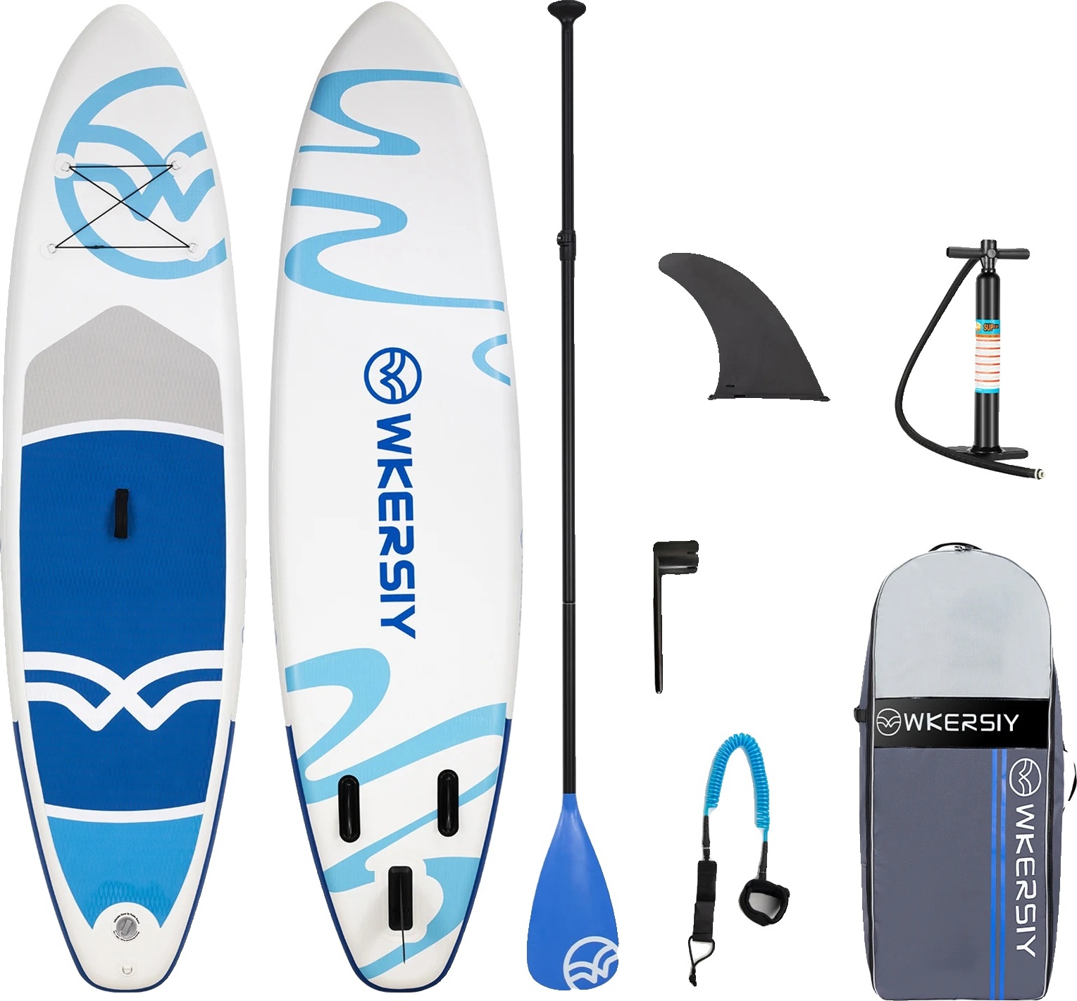 Nafukovací stojan na paddleboard, protišmykový povrch, vrátane vzduchovej pumpy a tašky na prenášanie, modrý