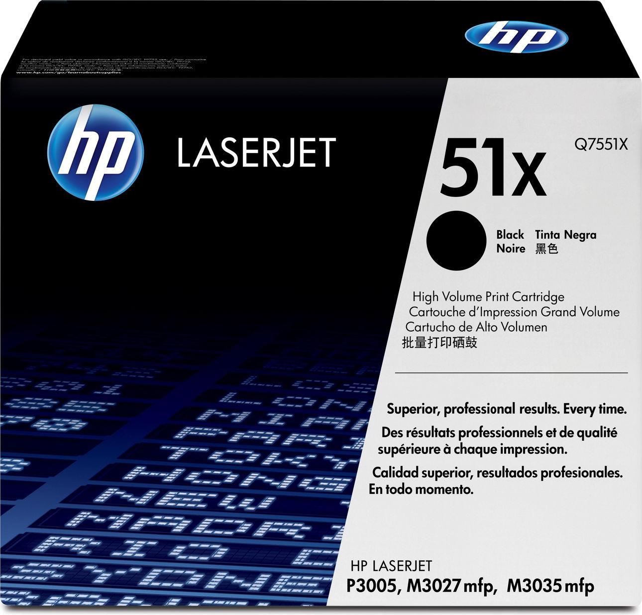 HP Q7551XC 51X tonerová kazeta čierna zmluvná, 13 000 strán 5% pre LaserJet M 3000 Series P 3003 dn x 3004 Series 3005 Series