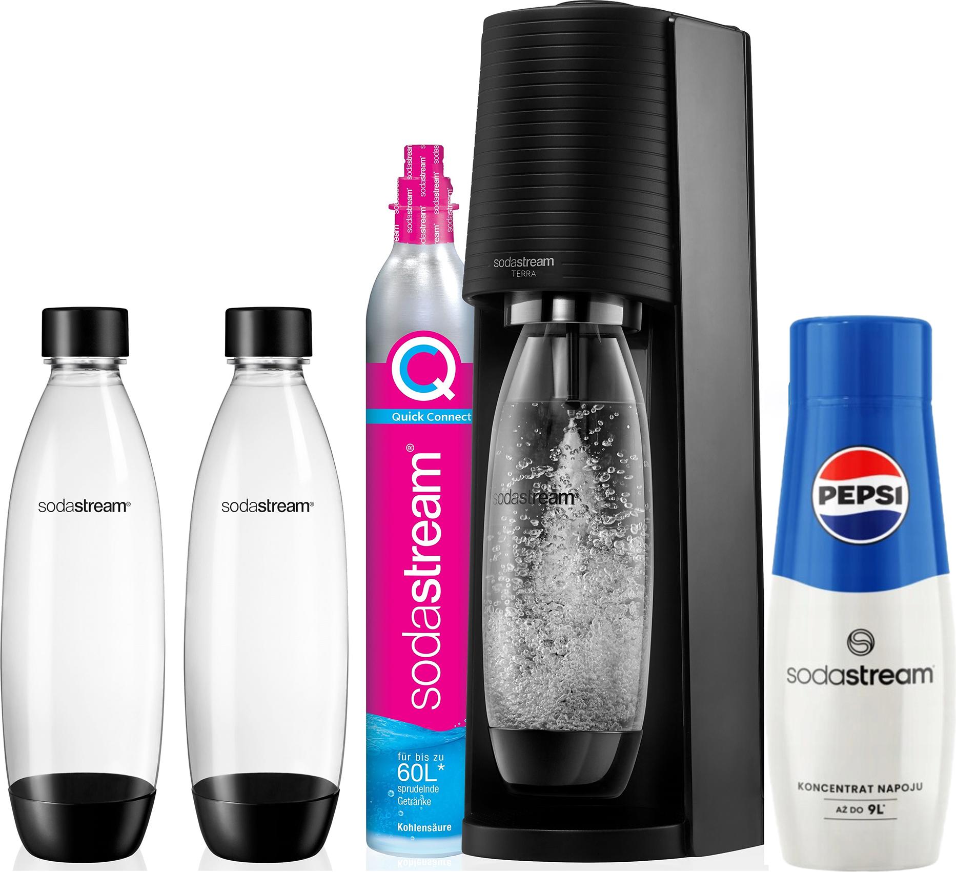 SODASTREAM TERRA SATURATOR-KARTUSCHE 2 FLASCHEN 1L + Pepsi-Sirup