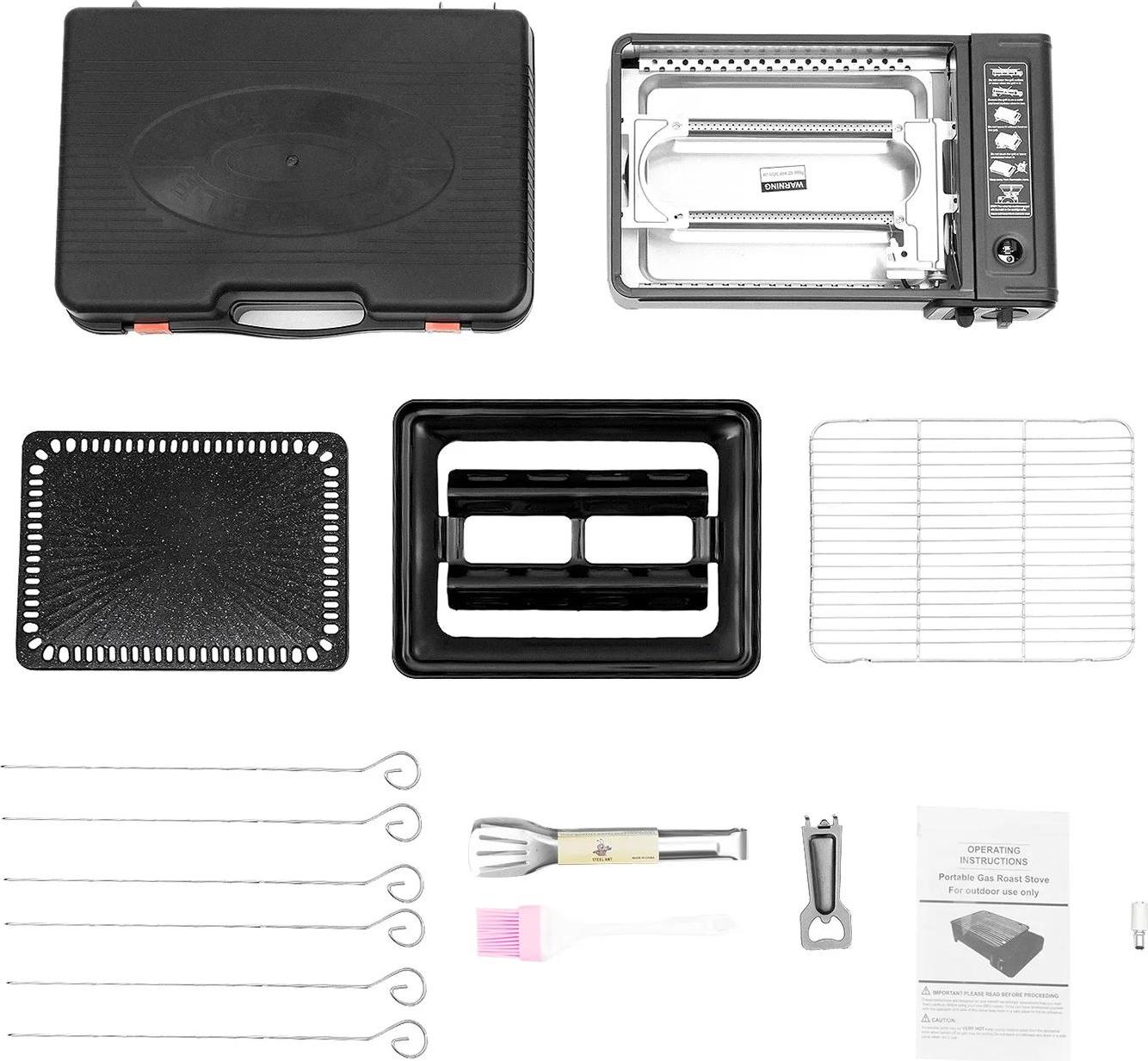 Kempingový gril, prenosný dizajn, silný výkon, čierna farba