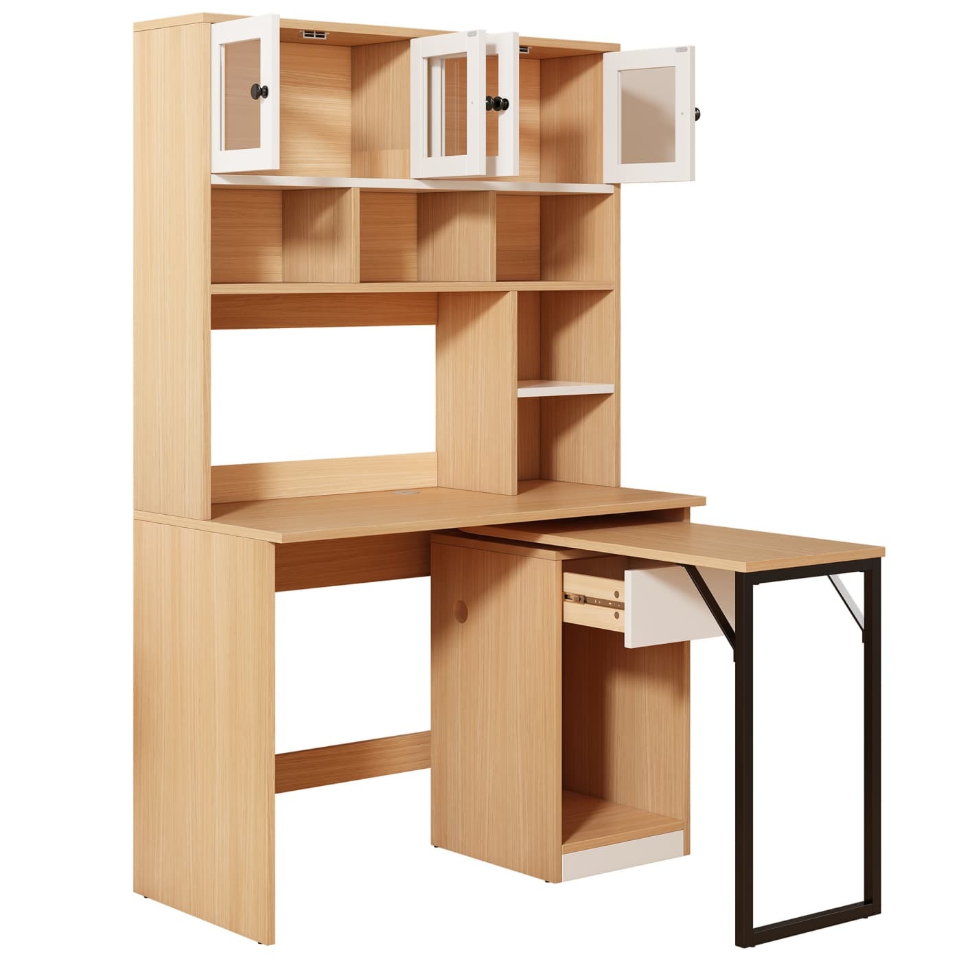 Xdovet Computertisch,Regal-Schreibtisch,Schrankschreibtisch Arbeitstisch, Schrankschreibtisch,Weiß Natur 180cm Xdovet 00652