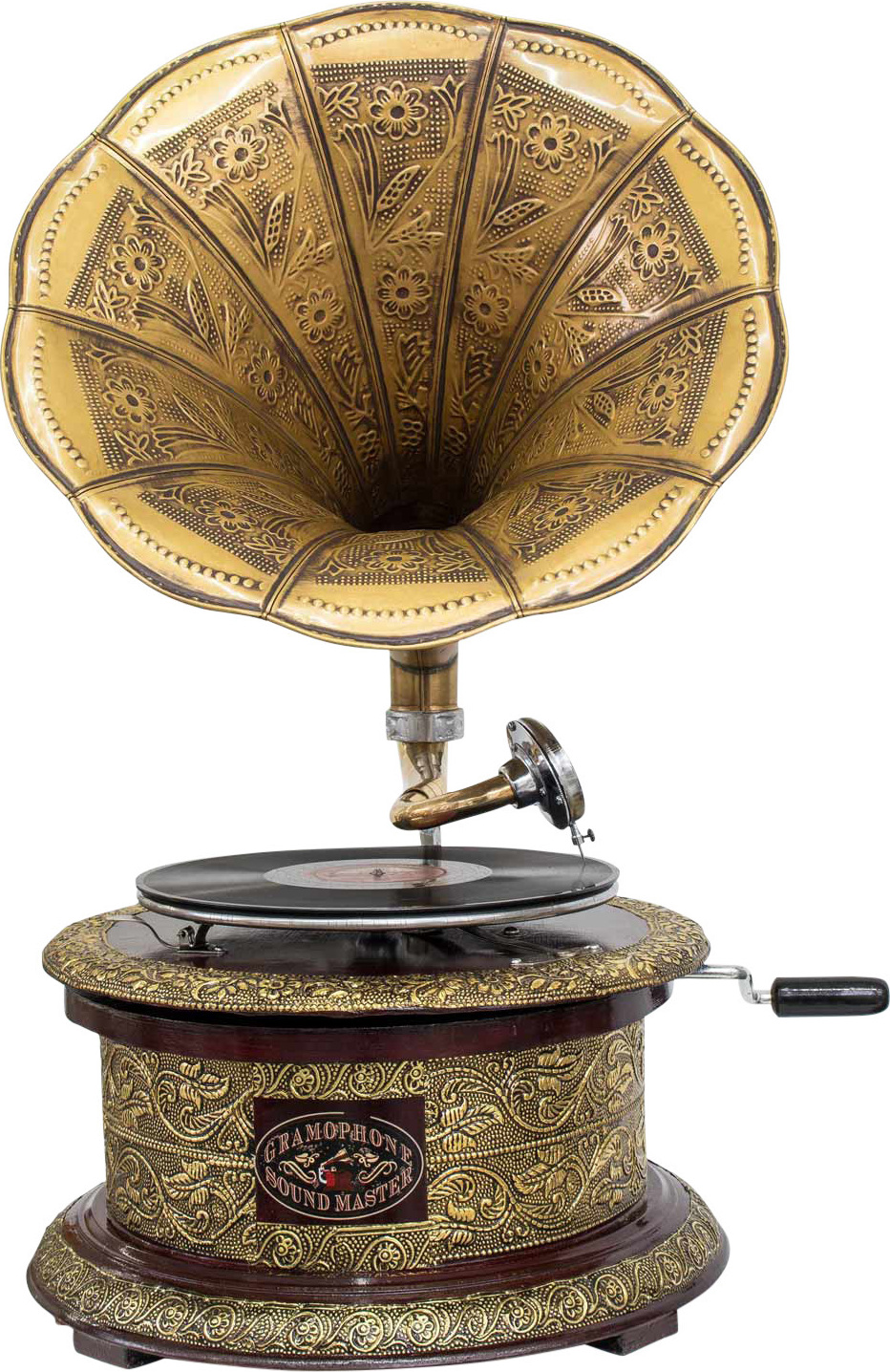 Aubaho Nostalgie Grammophon rund Dekoration Trichter Grammofon Antik-Stil (m2)