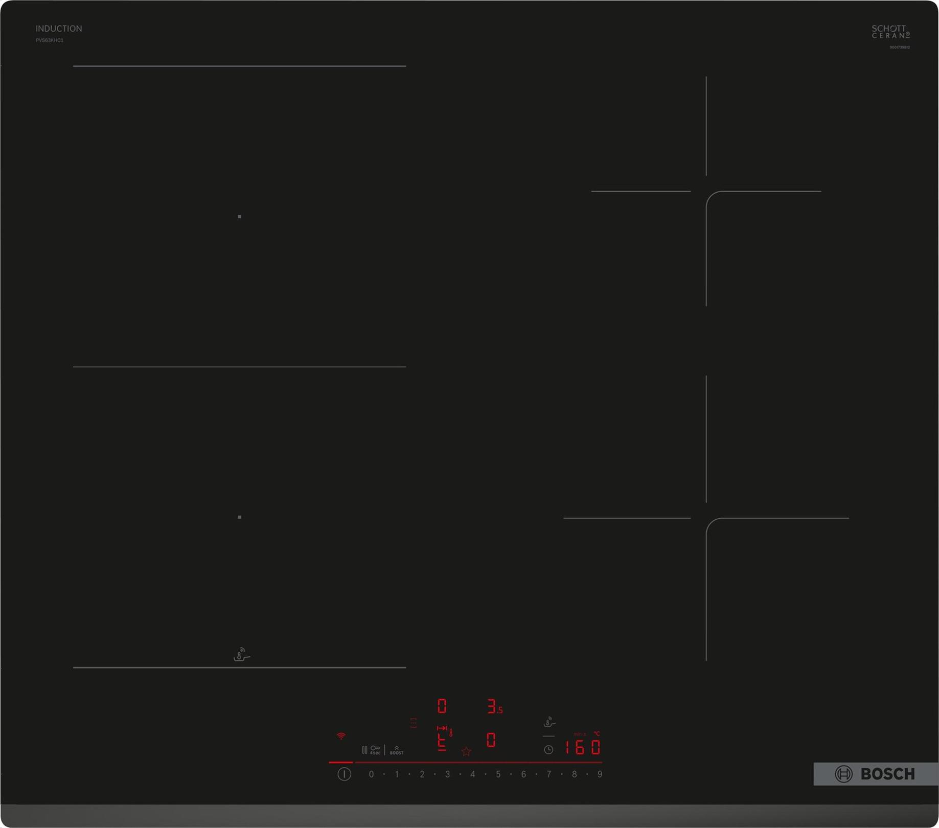 Bosch | PVS63KHC1Z Series 6 | Indukčná varná doska | 4 horáky/varné zóny | Dotykový panel | Časovač | Čierna