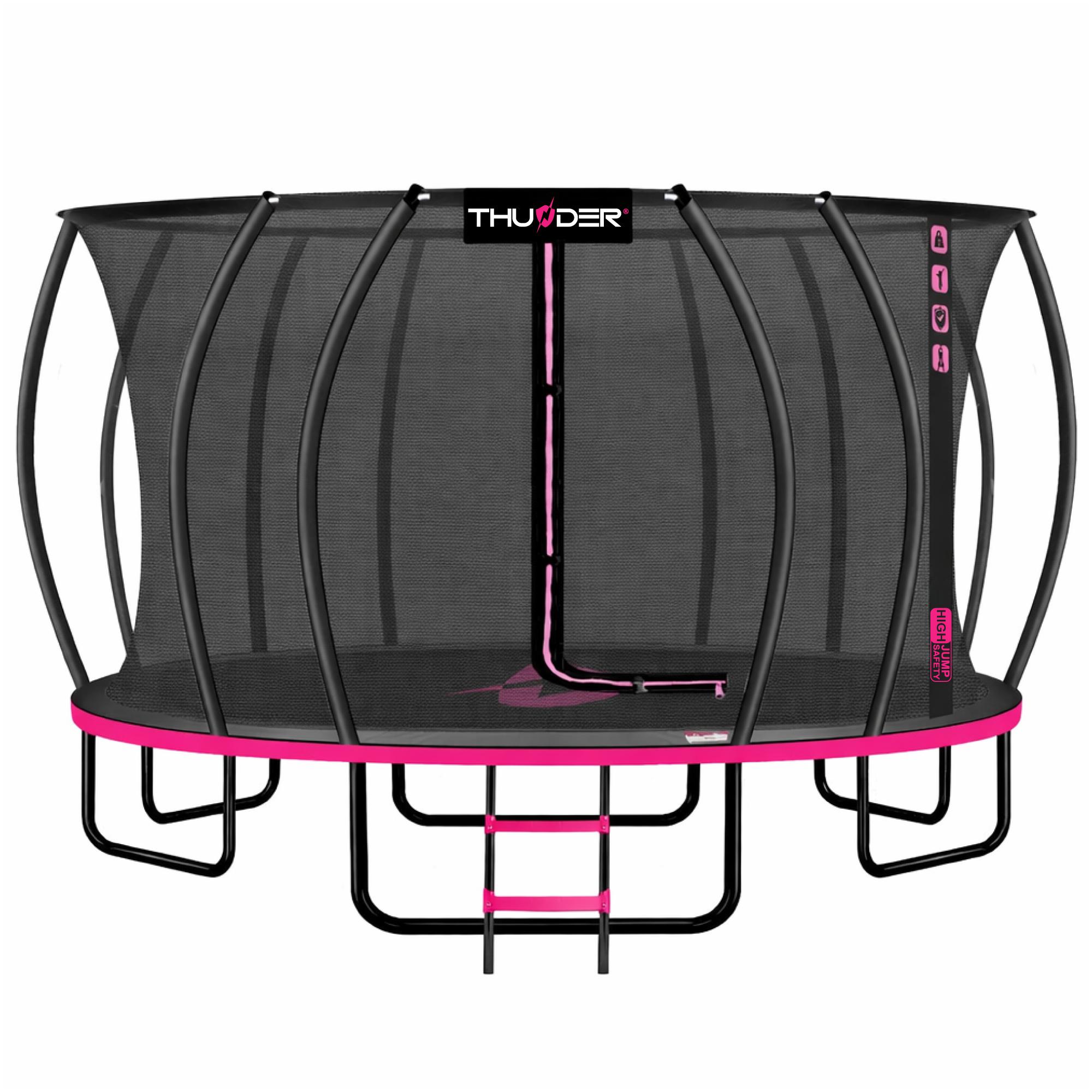 Thunder Záhradná trampolína Ultra 488 cm 16 ft vnútorná sieť 50 kg Čierna Ružová