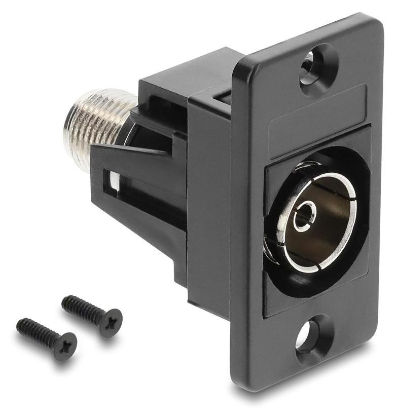 DeLOCK Panel Mount IEC Buchse zu F Buchse schwarz, F/IEC, IEC, F-Typ, Buchse, Buchse, 75 Ohm 91195
