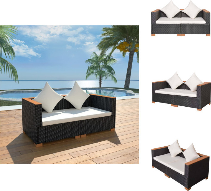 vidaXL Záhradná pohovka Poly Rattan Black - Záhradné nábytkové zostavy