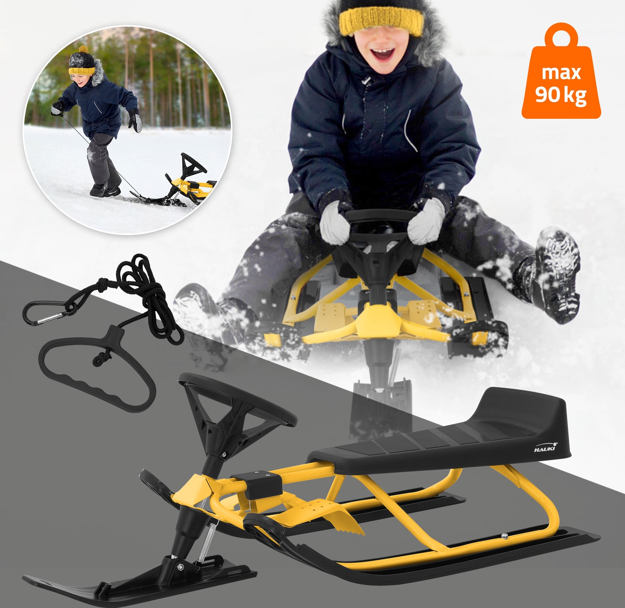 Luge Dirigeable ECD Germany Pour Enfants Et Adultes Jusqu'à 90kg - Avec Volant, Frein Et Siège Confort