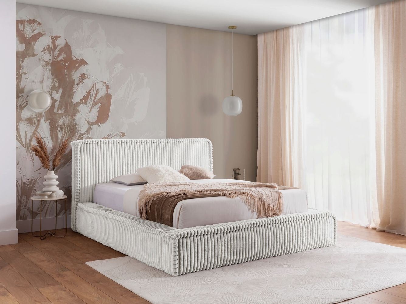 Čalúnená posteľ 120x200 BELINDA - šedobiela