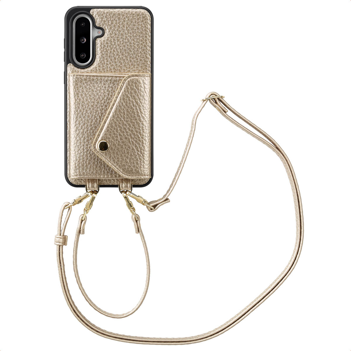 Selencia Sera Puzdro na telefón so šnúrou a obálkou na kartu pre Samsung Galaxy A36 / A56 - Champagne