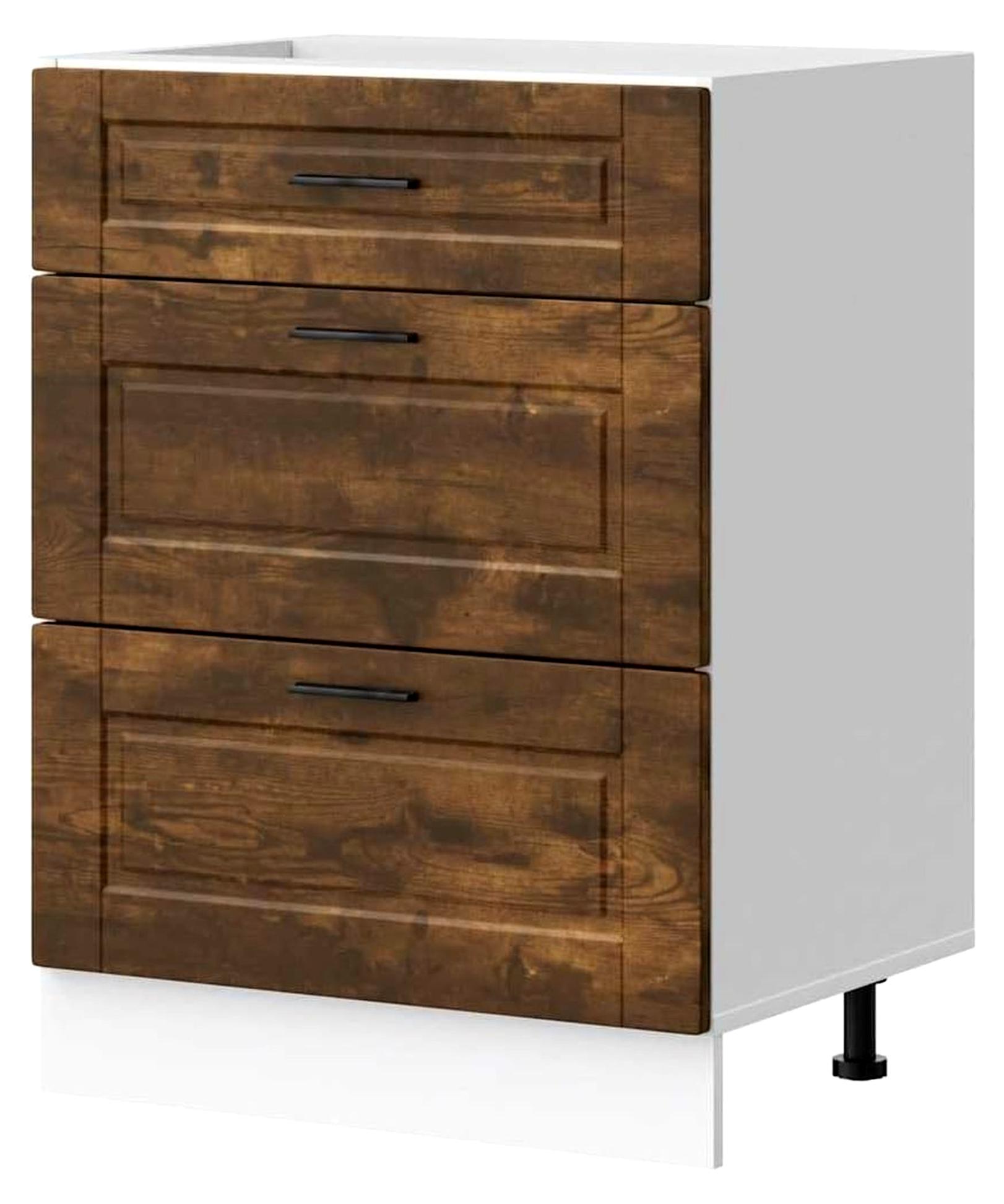 Markenlos Küchenunterschrank, Portweiche, Raucheiche, Holz, 60 x 46 x 81,5 cm