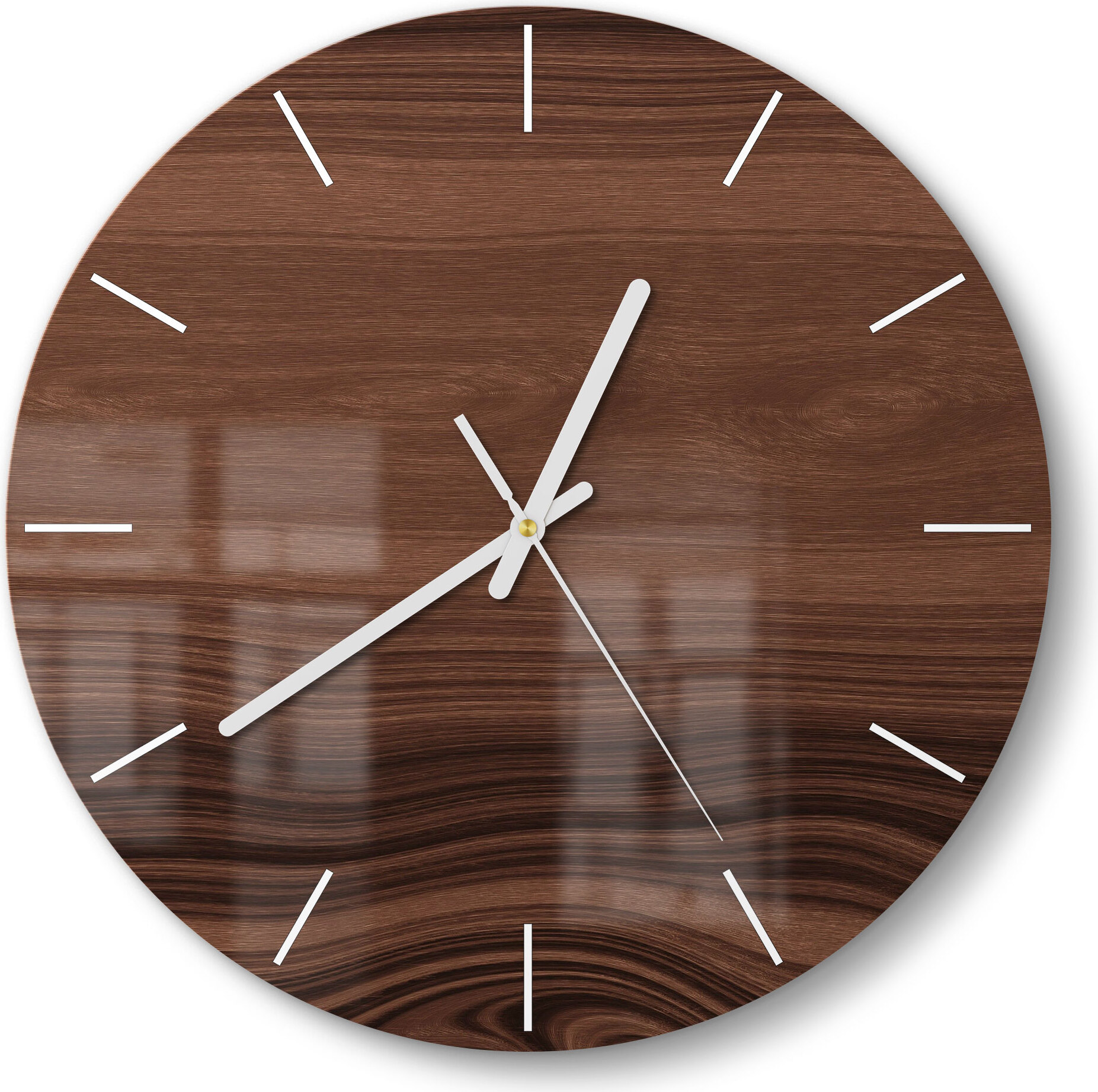 DEQORI Glasuhr Ø30 cm Modern 'Horizontale Holzmaserung' Wanduhr Glas Uhr Design leise WC-D30-M-1491