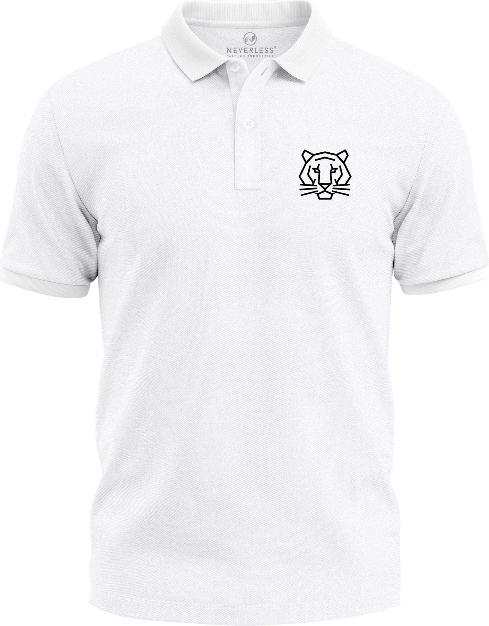Poloshirt Herren Tiger Tierlogo im Polygon-Stil – Kurzarm Polo Sommer Outdoor Fashion Modern Fit Neverless® 276781