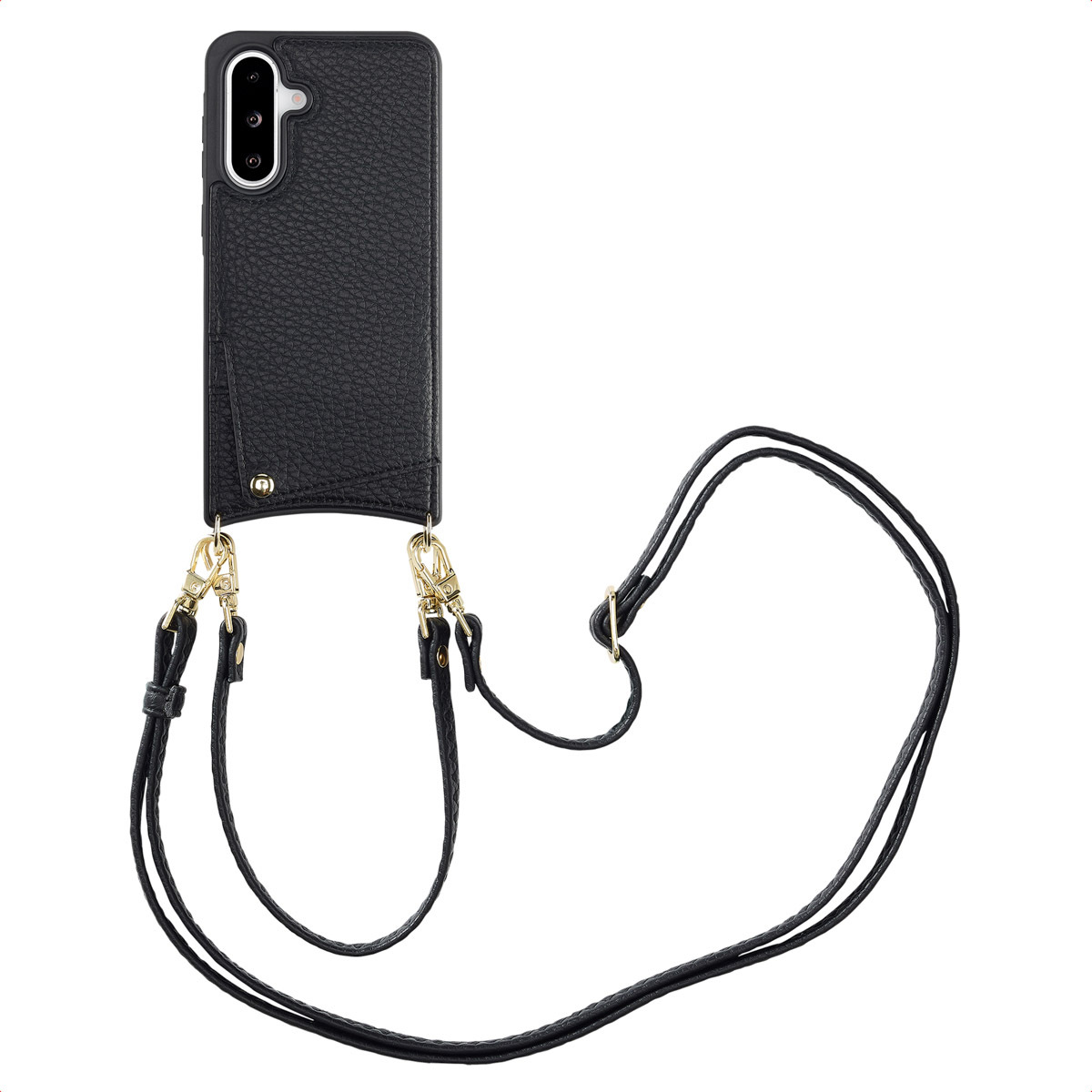 Puzdro na telefón Selencia Nova s káblom a držiakom na karty pre Samsung Galaxy A36 / A56 - čierne