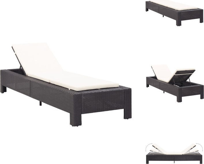 vidaXL Lehátko s vankúšom z čierneho polyratanu - Lehátka