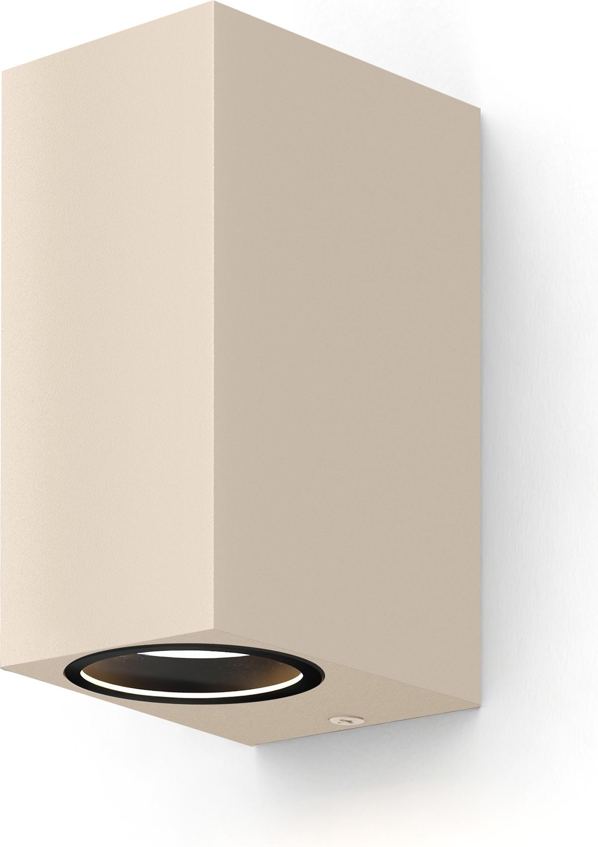 Calex Bergamo Wandleuchte, für Außen & Innen, 2x GU10 Fassung, Rechteck, Up & Downlight, wasserdicht, ohne Leuchtmittel, Sand 7001002400