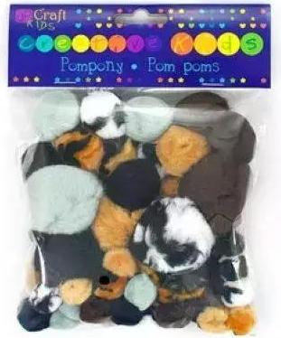 Dalprint dpCraft DALPRINT Pompony akrylowe animal prints mix do prac plastycznych 56 sztuk