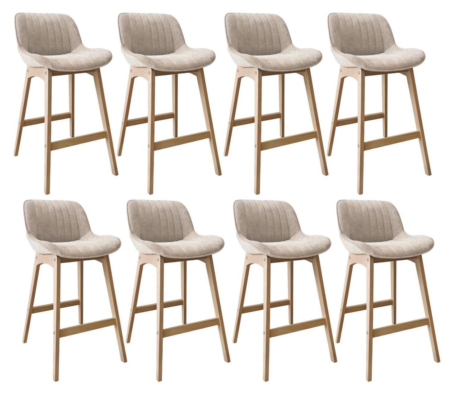 MOB-IN NORDEN Barhocker-Set Eiche & Cord-Samt H75cm