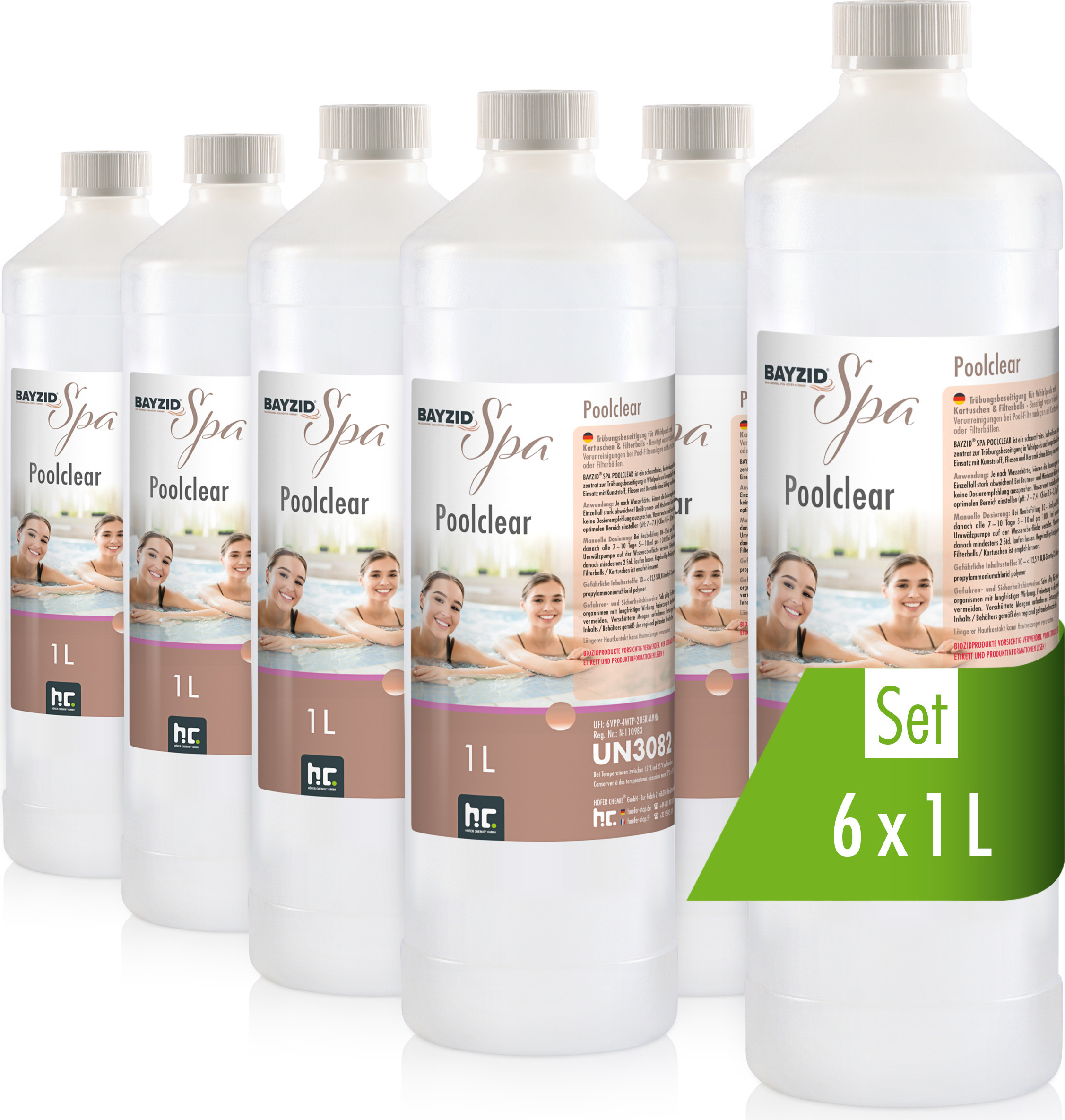 Höfer Chemie 6x1L BAYZID® SPA Poolclear Trübungsbeseitigung für klares Whirlpoolwasser