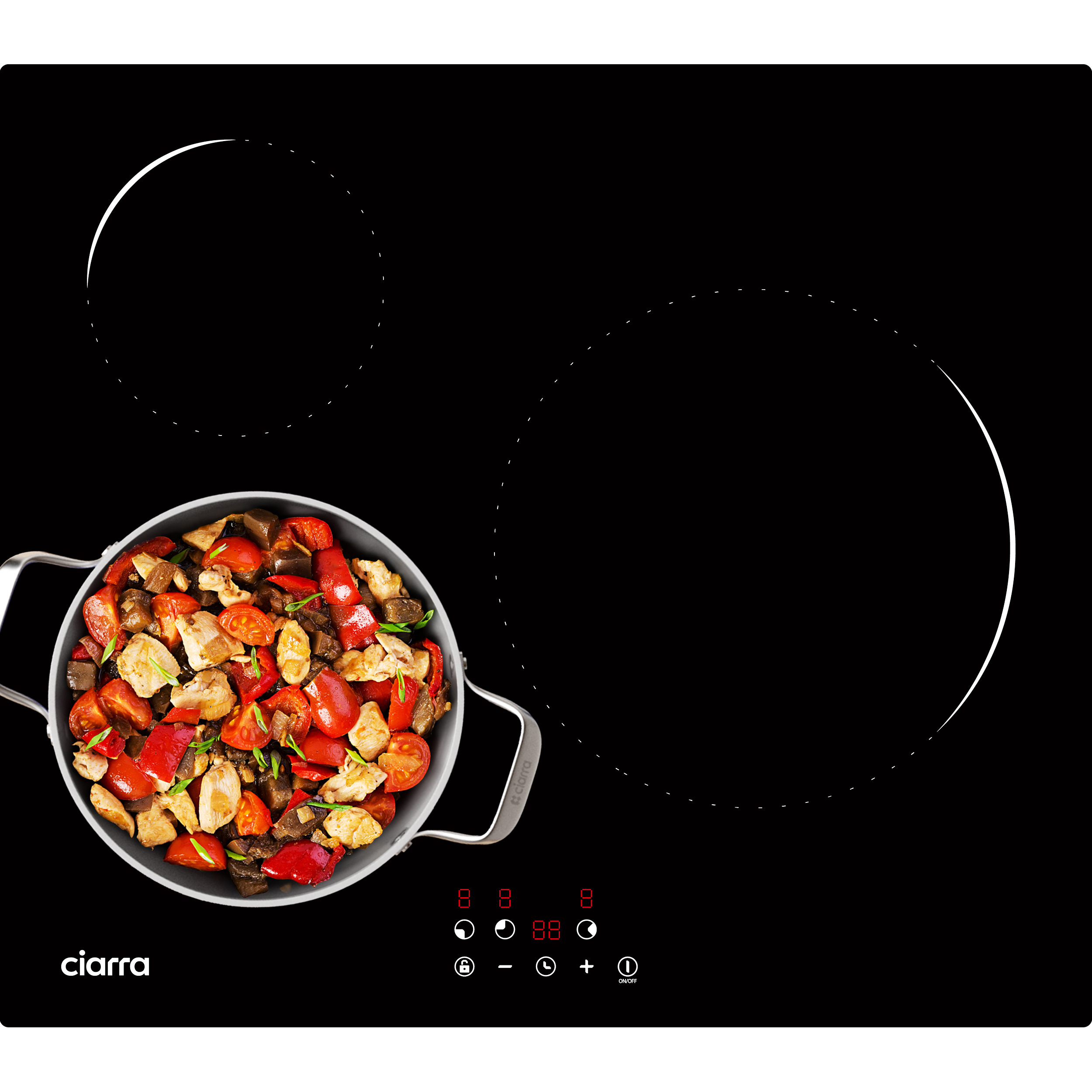 Indukčná varná doska CIARRA 3 zónová vstavaná indukčná varná doska 9 úrovní časovač 5600 W VM3BIH-C