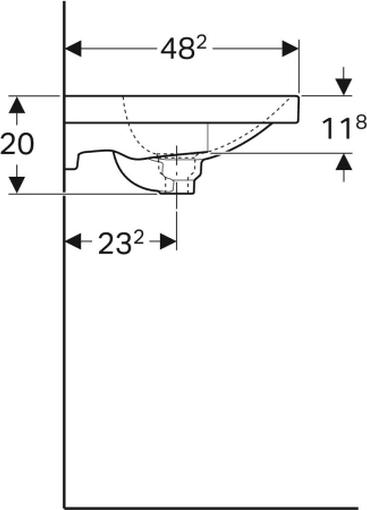 Waschtisch ACANTO Compact 600 x 420 mm, mit Hahnloch, mit Überlauf weiß-alpin GEBERIT 500631012