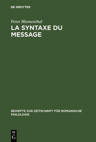 De Gruyter, Mercury Learning And Information La syntaxe du message