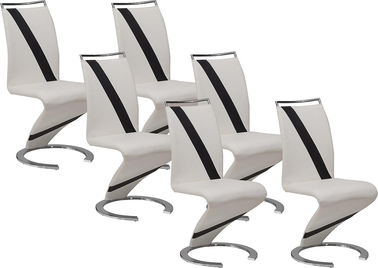Vente-unique 6er Set TWIZY Stühle - Lederähnliches Material schwarz + weiß