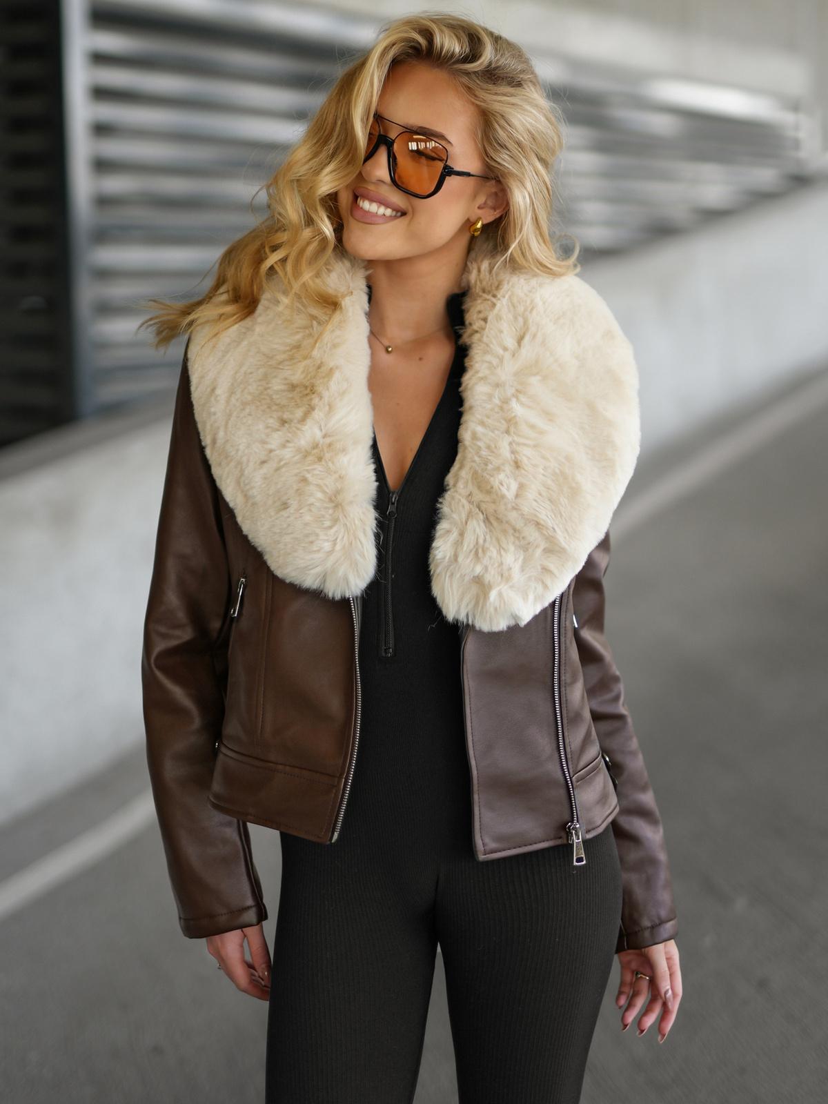 Damen Lederjacke Schokolade OZONEE JS/61M8508/158 M