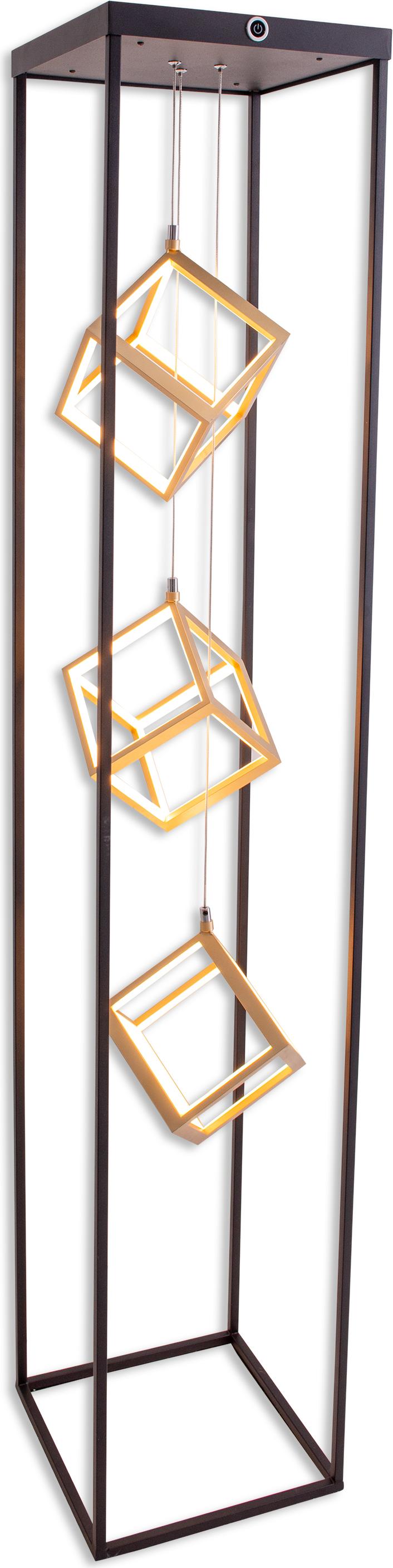 Näve Leuchten LED-Stehleuchte h: 140cm "TRIPOLIS" LED-Stehleuchte h: 140cm "TRIPOLIS" Stehleuchte - LED-Stehleuchte h: 140cm "TRIPOLIS", Stehlampe im Industrial Style, ausMetall und Kunststoff in schwarz, 140 cm hoch, Maße 26 x 26 cm, inkl. LED – dimmbar – Druckschalter