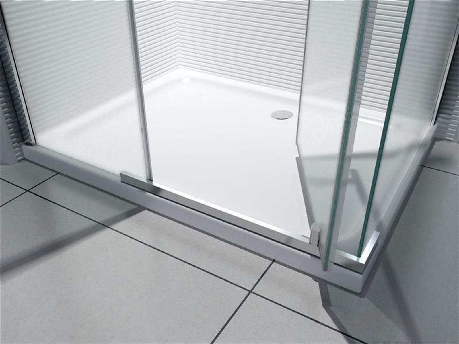 Glaszentrum Hagen - 120x90x195 cm - Hephaistos "Frost" Duschkabine Dusche Duschabtrennung - 8mm mit Duschwanne GH-20520B-D