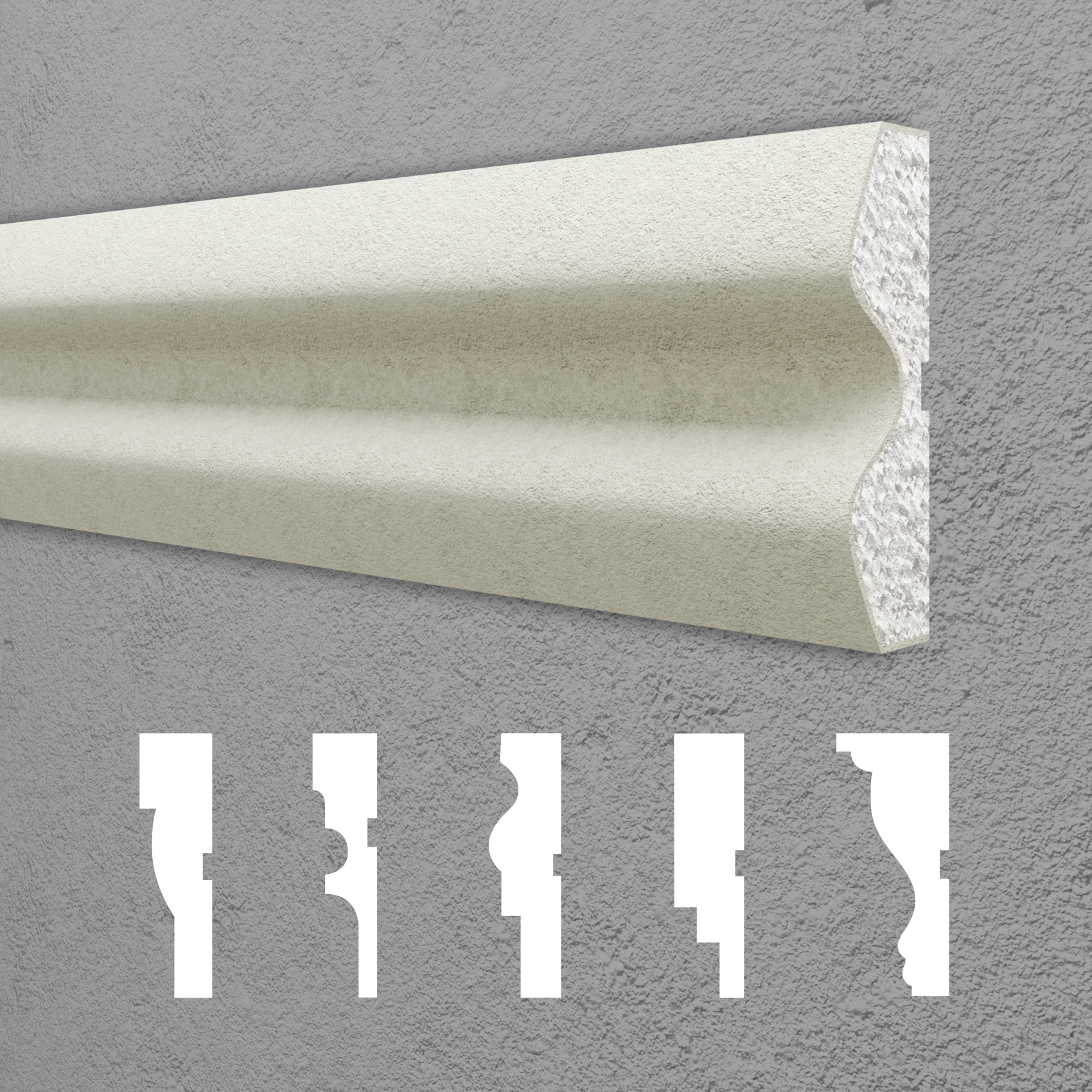HEXIM Fassadenprofile Gesimsprofile Aussenfassade Fassadenstuck Fassadenelemente Fassade verkleiden Außenstuck - (DML-37, 45 x 150 mm, 10 Meter / 5 Profile) 93481