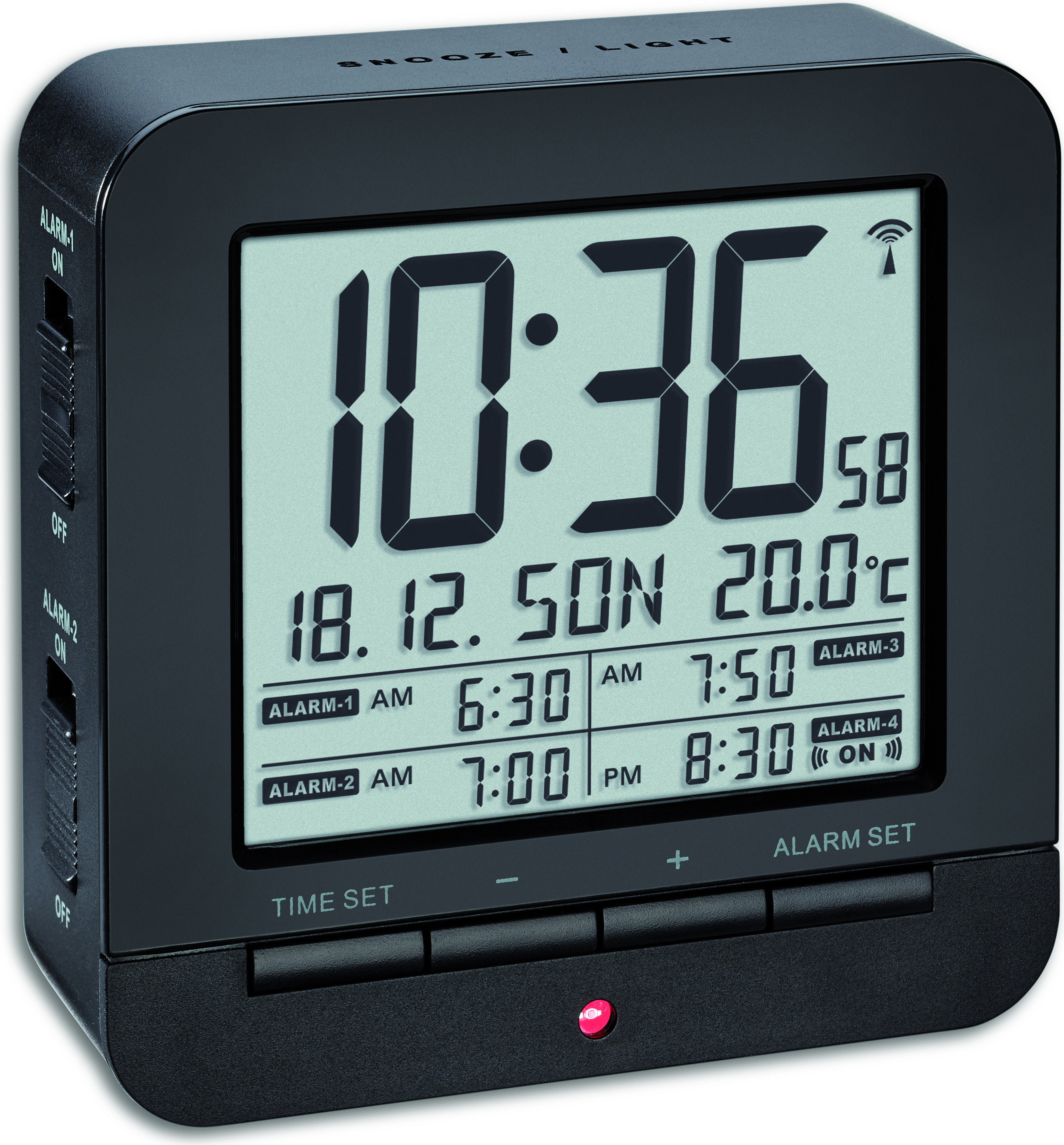 Digitaler Funkwecker mit Temperatur und 4 Weckzeiten 60.2536.01 TFA Dostmann