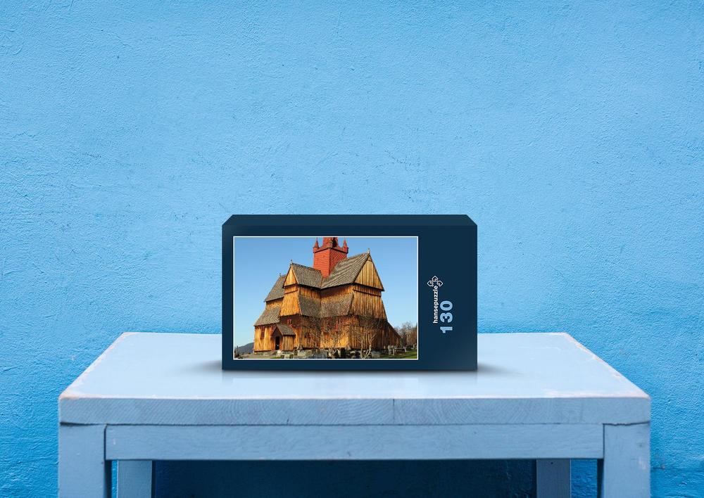 hansepuzzle 72100 - Stabkirche Puzzle, 130 Teile, Religion, 28,7 x 20,0cm mit hochwertiger Aufbewahrung, Kartonbox und wiederverschließbarem Beutel 62100