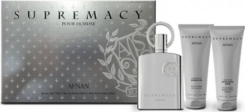 Afnan Supremacy Silver 3-dielna darčeková sada Sprchový gél 100ml EDP sprej 100ml Balzam po holení 100ml