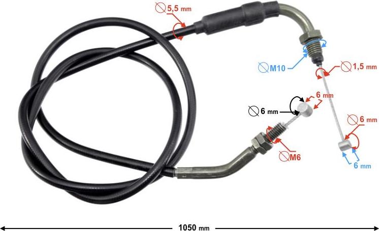 Moretti Gaszug für Hyper 125 Einspritzung