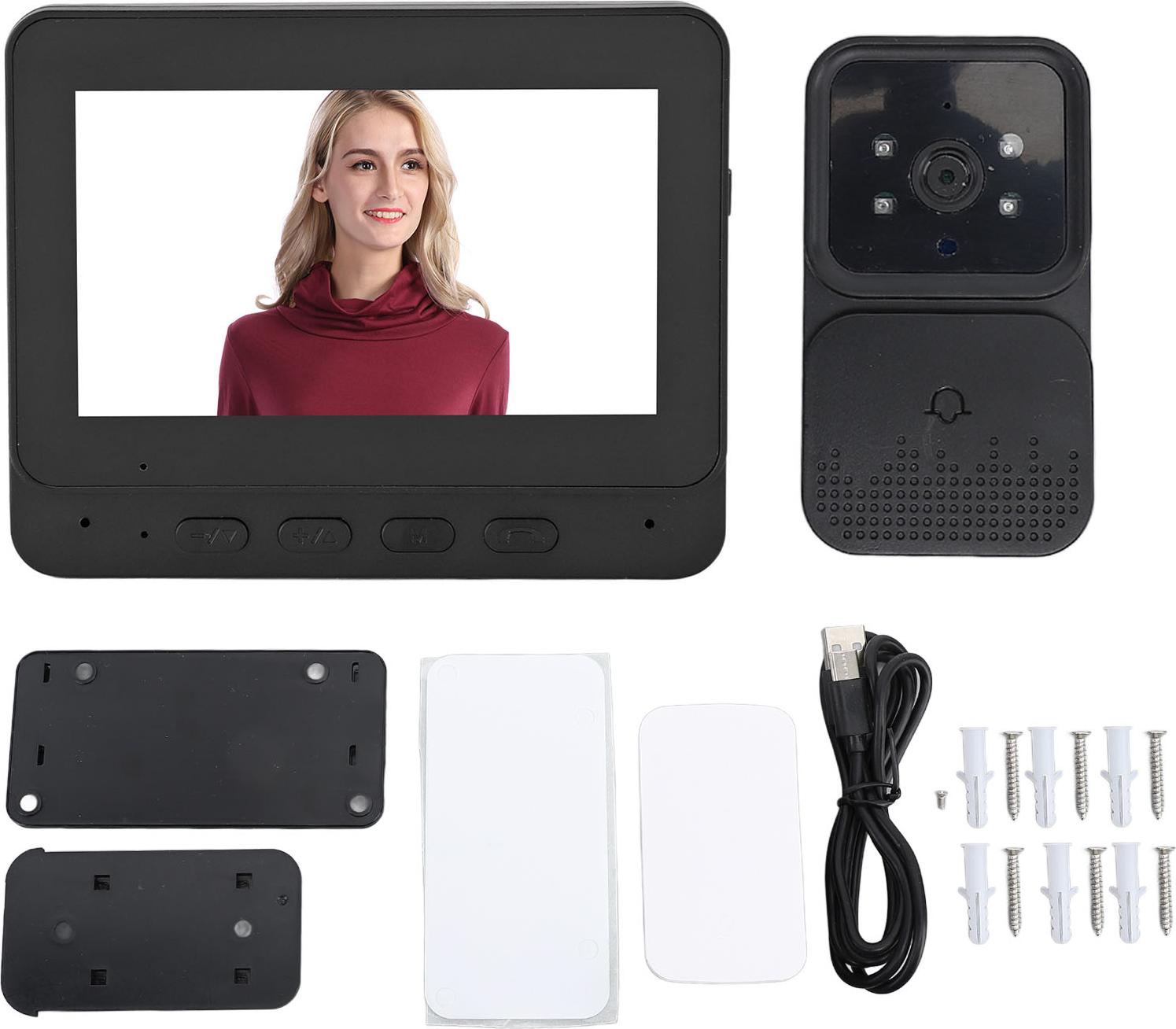 Bezdrôtový WiFi -video -dverový zvonček -interkomový systém 1080p -kamera s monitorom 2 -cestná -infračervená - nočné videnie 2,4 GHz 70 stupňový uhol objektívu
