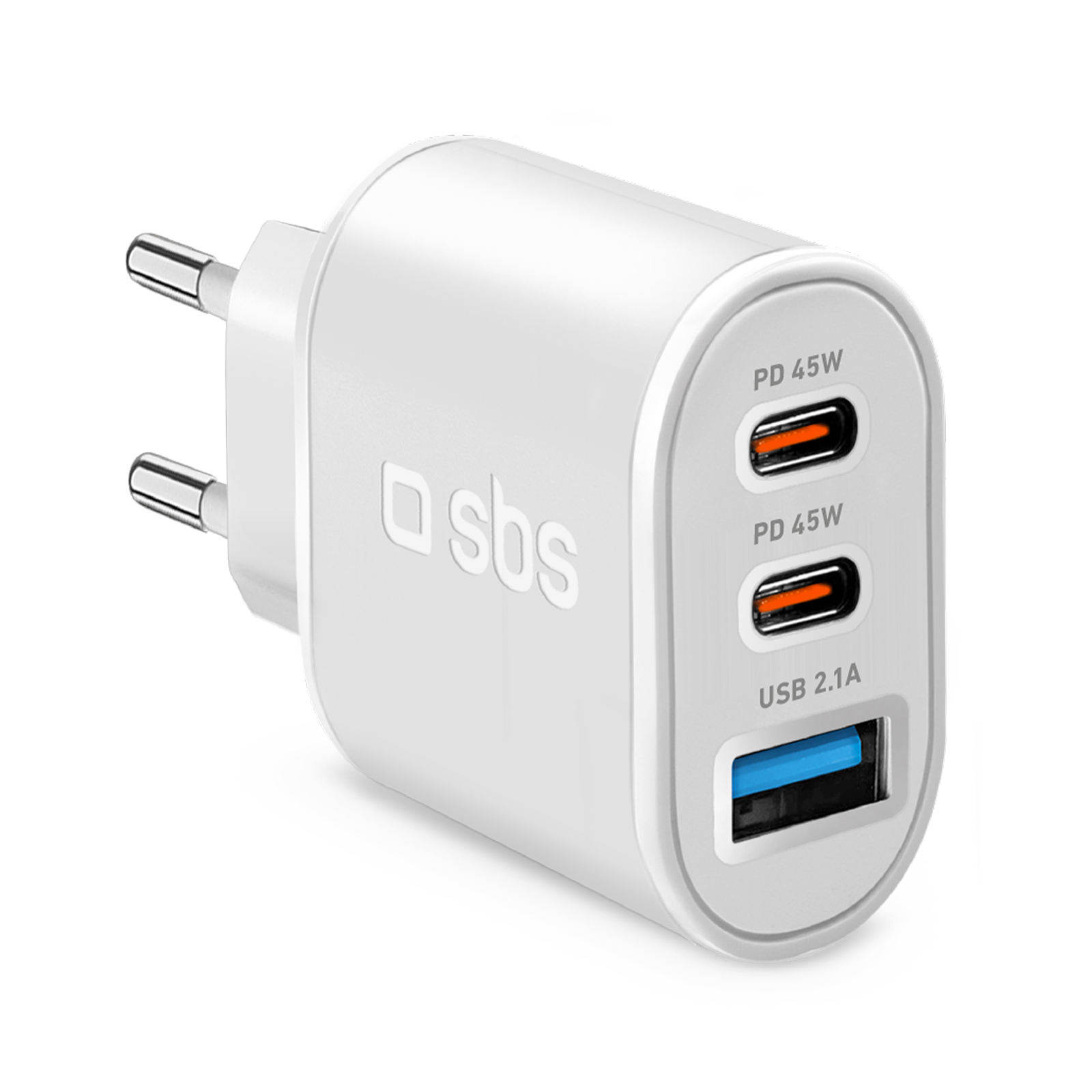 Nabíjačka SBS 2x USB-C PD 45W + 1x USB 2.1A biela