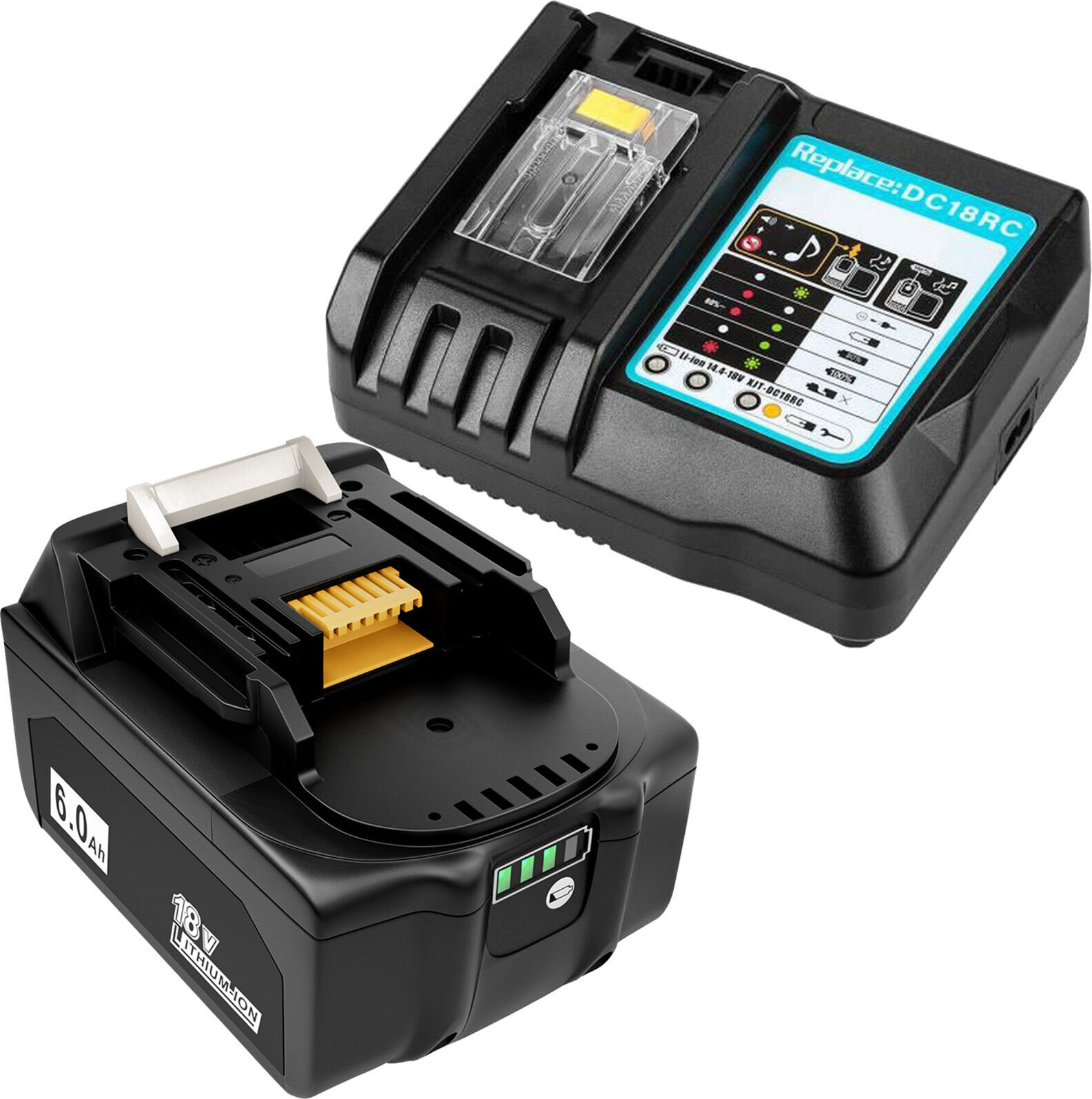 Batteria 5,0 Ah Per Makita 18V – Sostituzione Per BL1860, BL1850B, LXT400 Con Indicatore LED E Chip Di Protezione